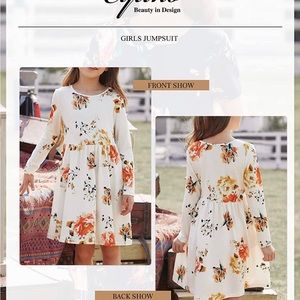 Girls Dresses L/Sleeve Round Neck Floral Print